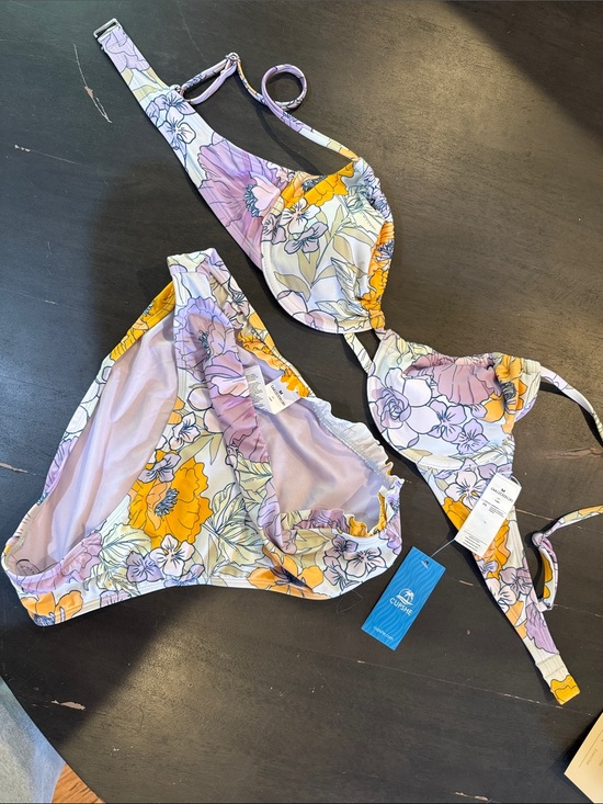 Cupshe Other - Cupshe Yellow & Lavender Floral Two-Piece Bikini